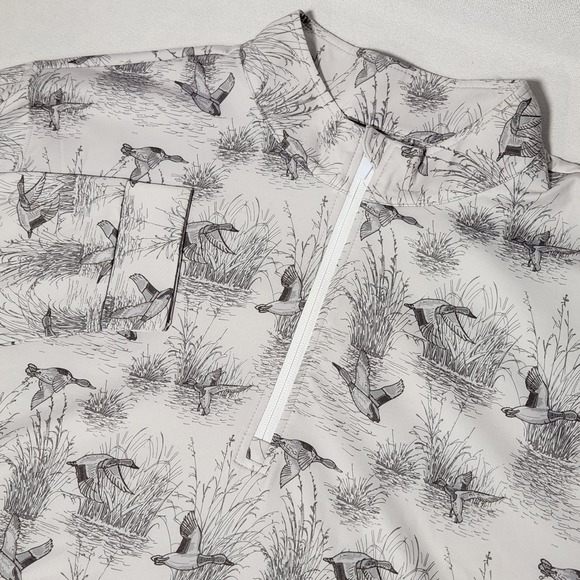 Waggle Other - Mens WAGGLE Performance Golf 1/4 Zip 3XL Duck AOP waterfowl hunting‎ Gray nature